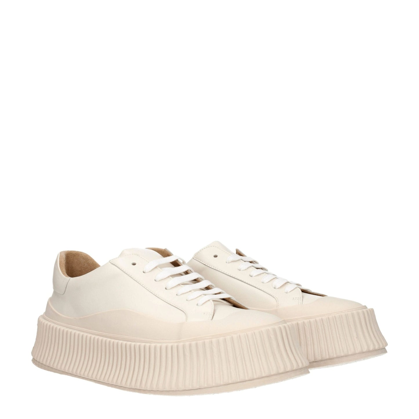 Jil Sander Beige Leather Platform Sneakers Jil Sander