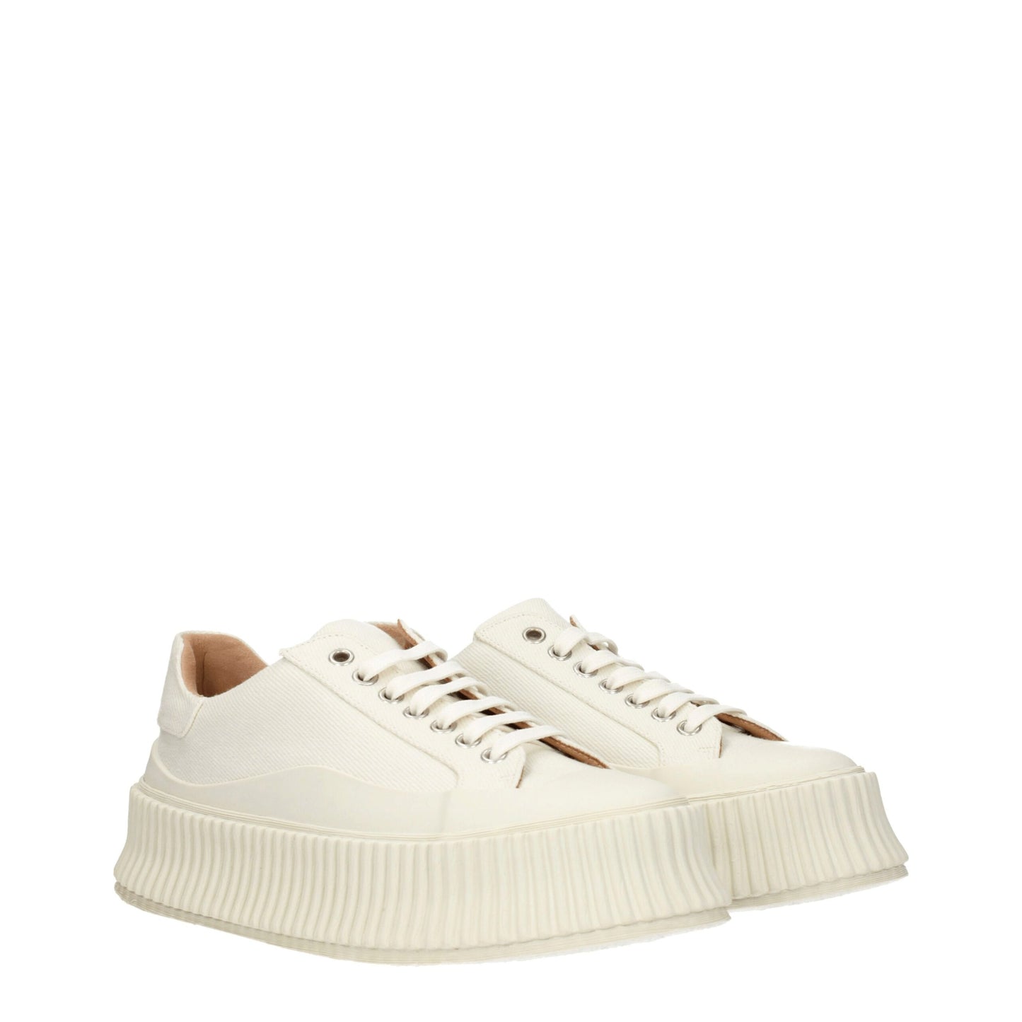 Jil Sander White Fabric Platform Sneakers Jil Sander