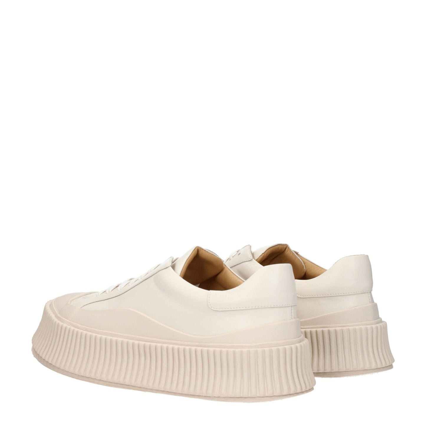 Jil Sander Beige Leather Platform Sneakers Jil Sander