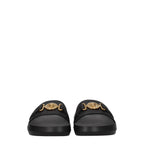 Versace Black Leather Slippers Versace