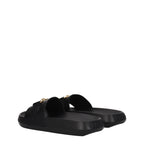 Versace Black Leather Slippers Versace