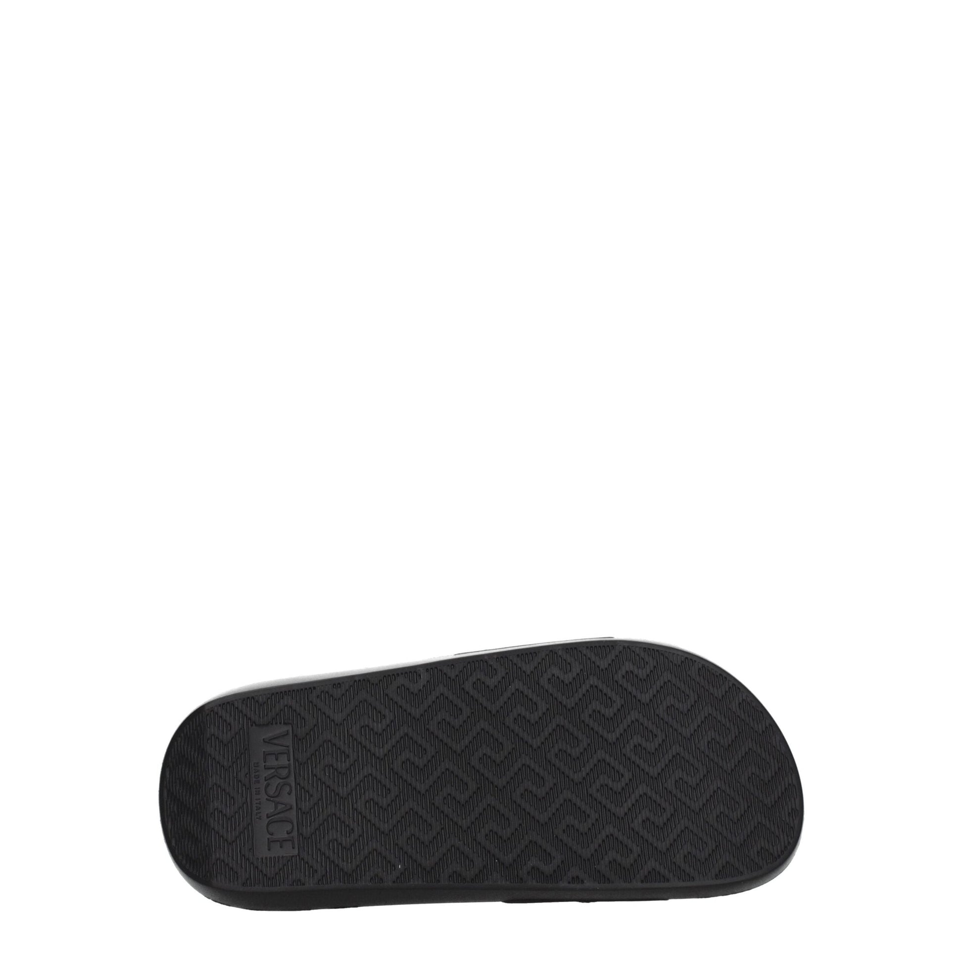 Versace Black Leather Slippers Versace