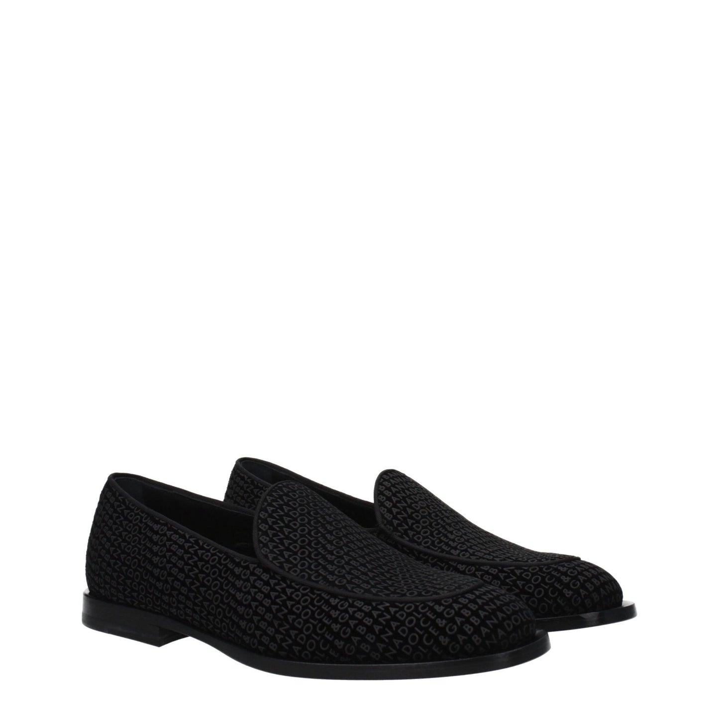 Dolce & Gabbana Black Velvet Slip-On Loafers Dolce & Gabbana