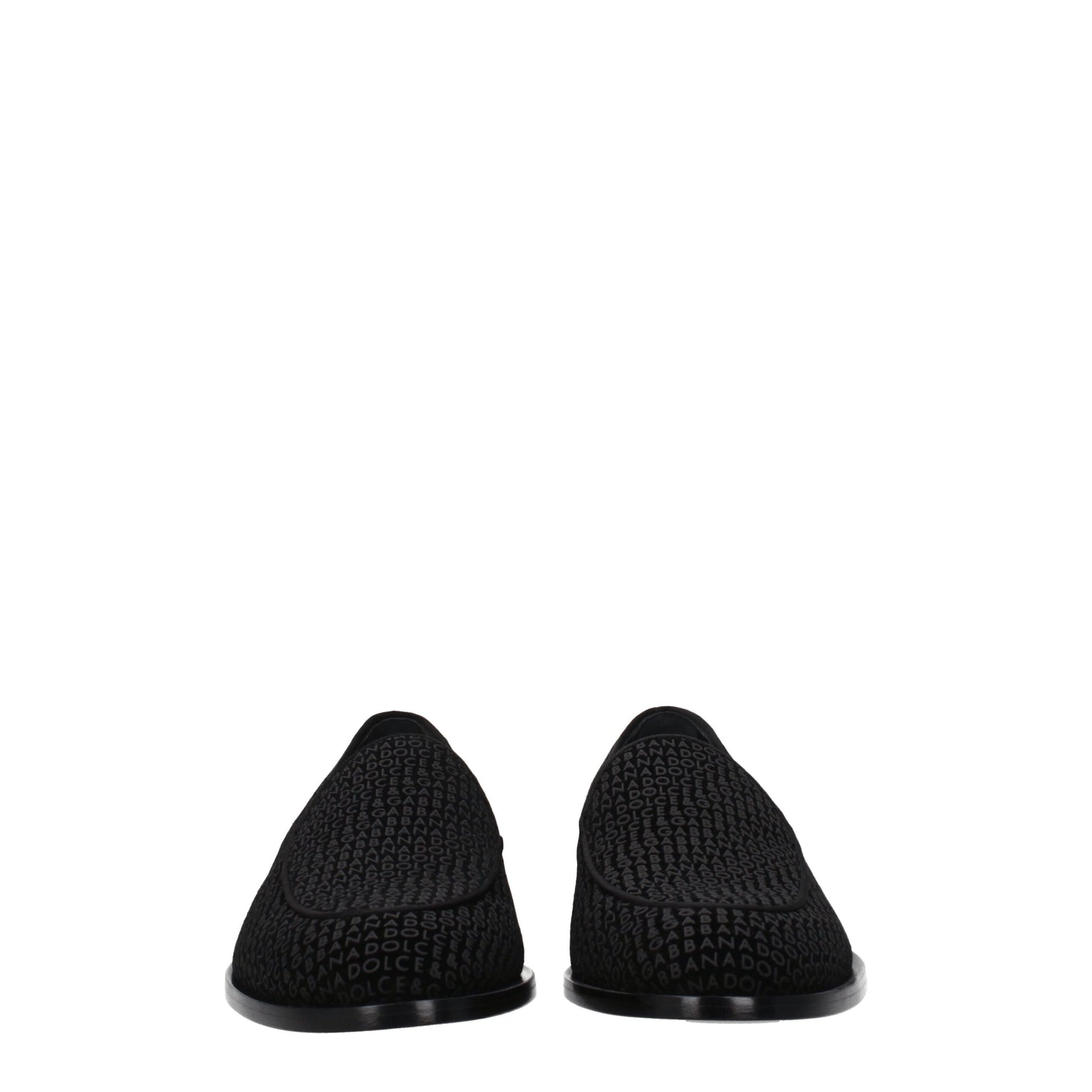 Dolce & Gabbana Black Velvet Slip-On Loafers Dolce & Gabbana