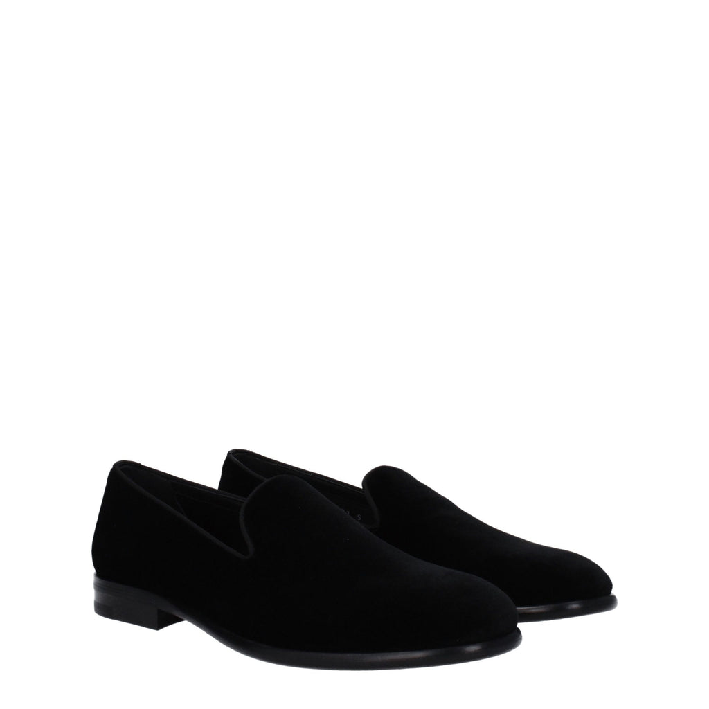 Dolce & Gabbana Black Velvet Slip-On Loafers Dolce & Gabbana
