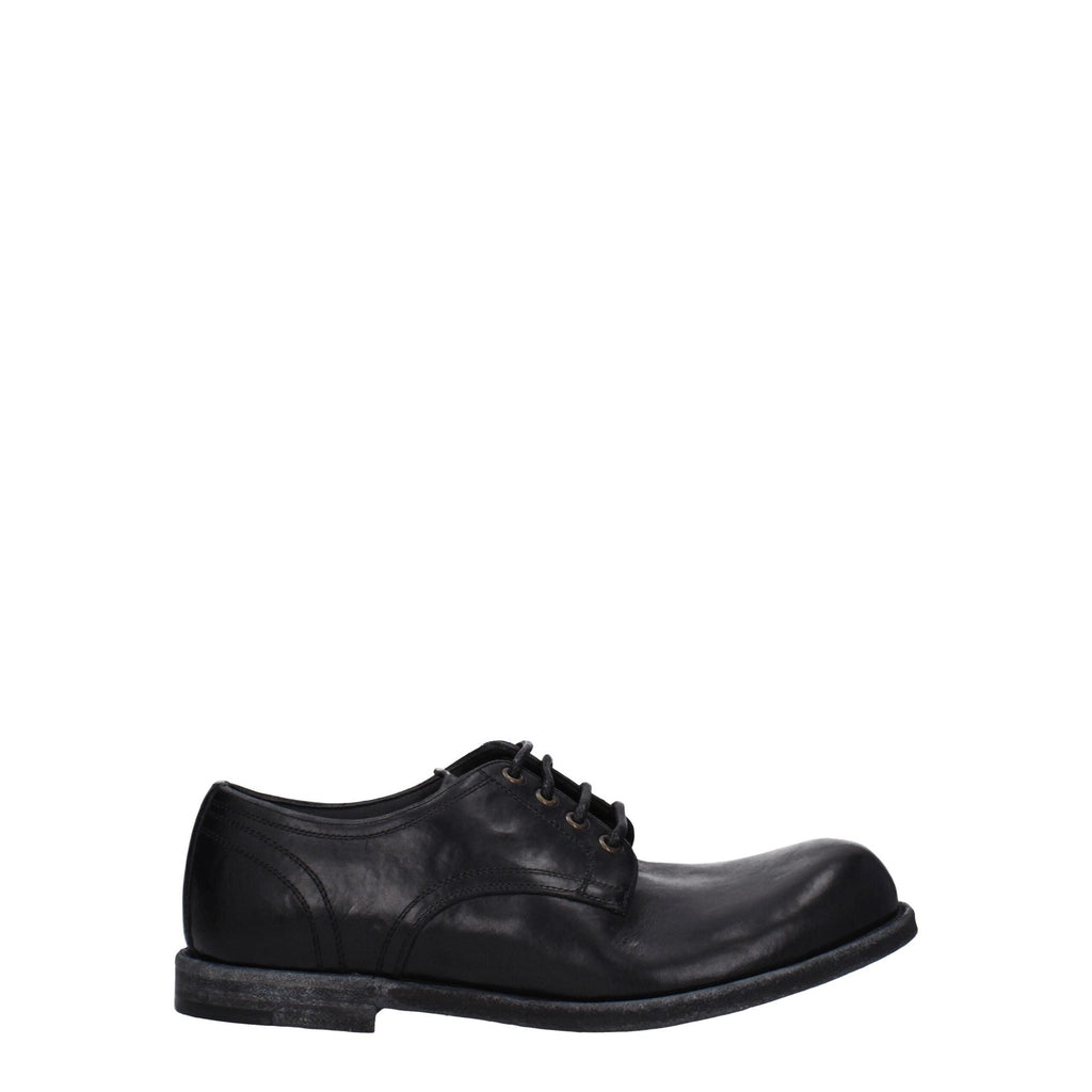 Black leather Dolce & Gabbana oxford shoes with sleek design and polished finish, perfect for formal and stylish occasions.