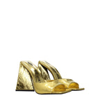 The Attico Gold Leather Platform Sandals The Attico