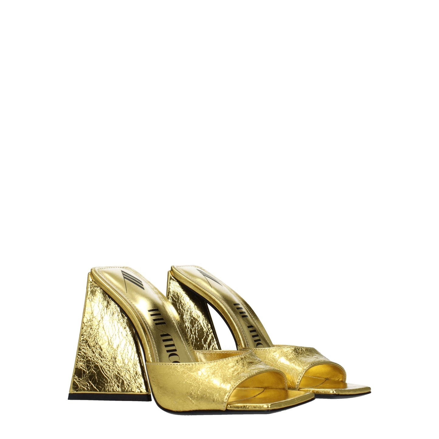 The Attico Gold Leather Platform Sandals The Attico