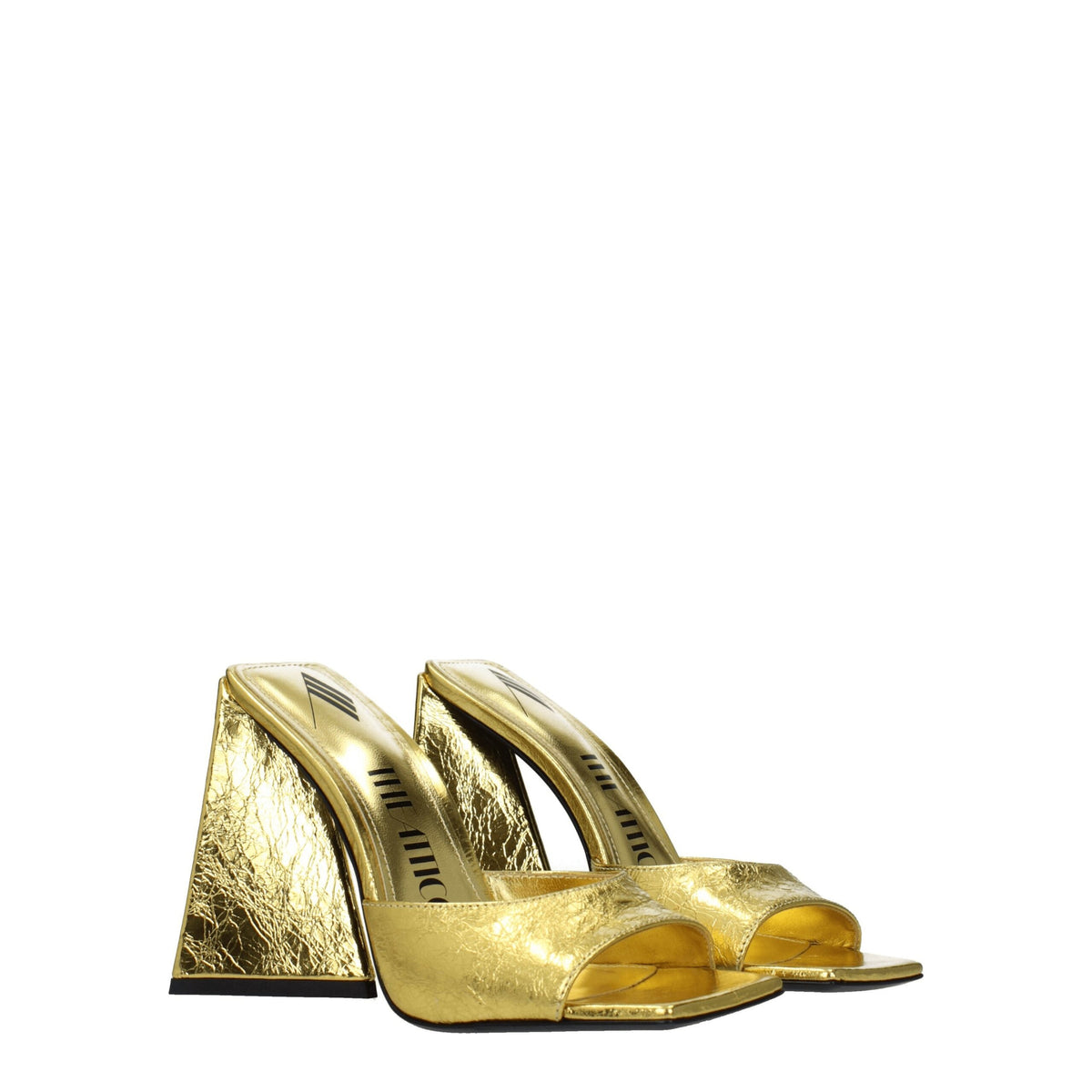 The Attico Gold Leather Platform Sandals The Attico