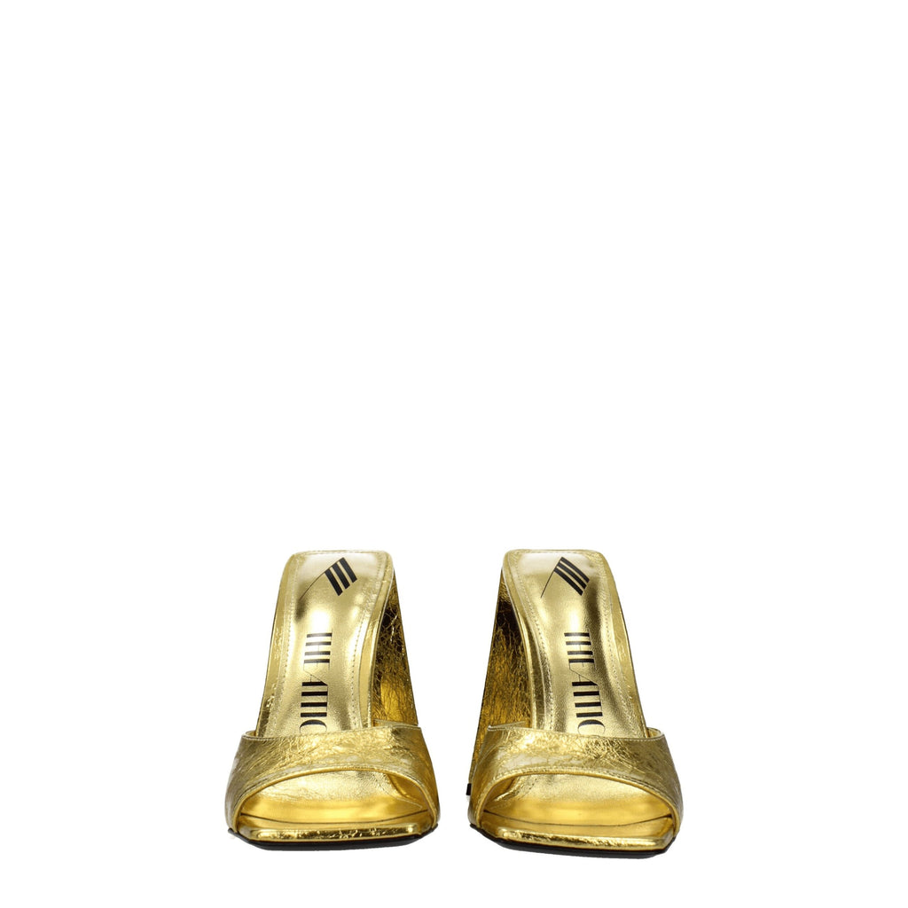 The Attico Gold Leather Platform Sandals The Attico