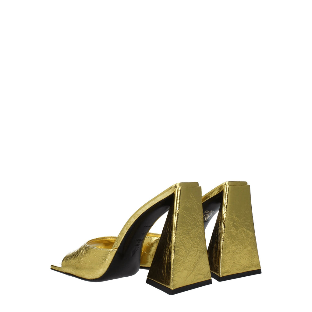 The Attico Gold Leather Platform Sandals The Attico