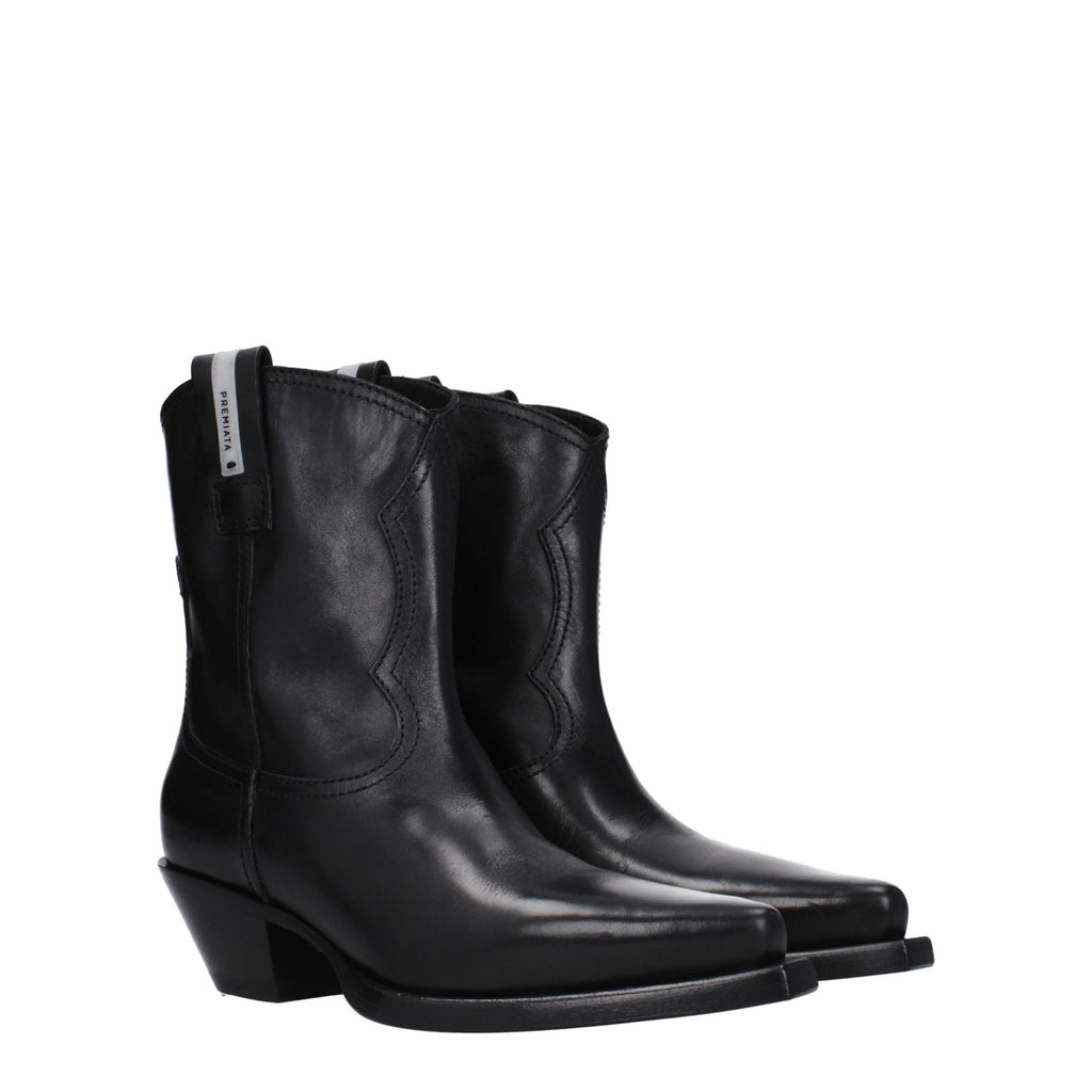 Premiata Black Leather Ankle Boots Premiata