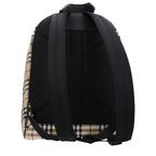 Burberry beige fabric backpack with adjustable straps and classic logo detailing, suitable for everyday use.