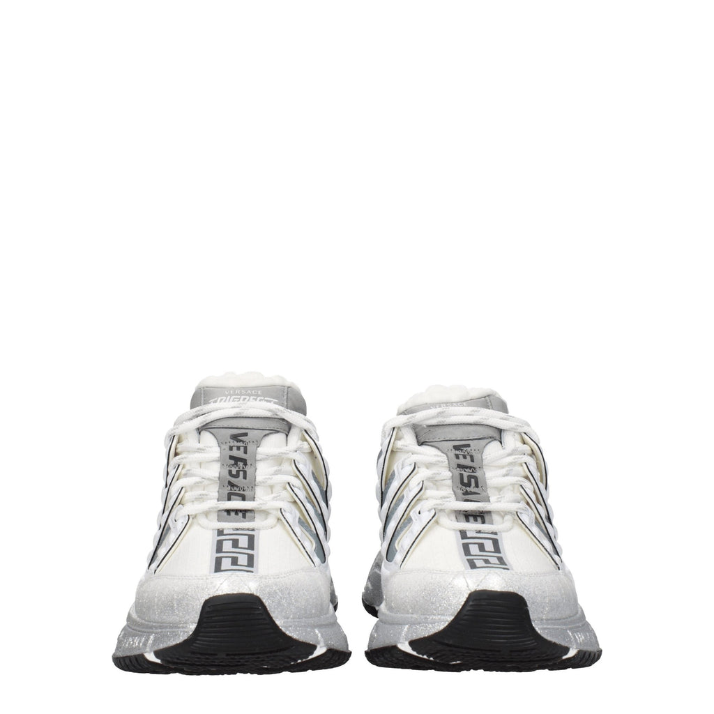 Versace White Fabric Athletic Sneakers Versace