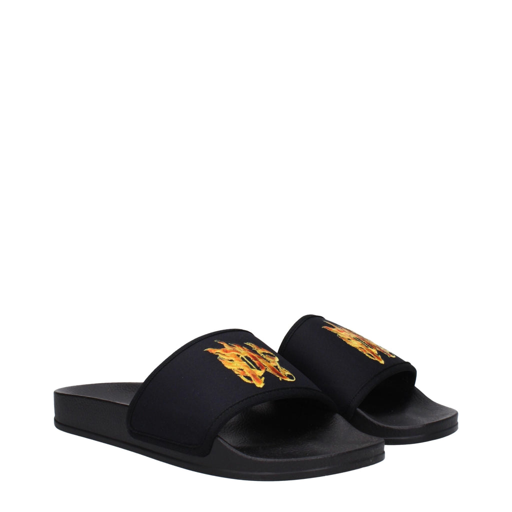 Palm Angels Black Fabric Slippers Palm Angels