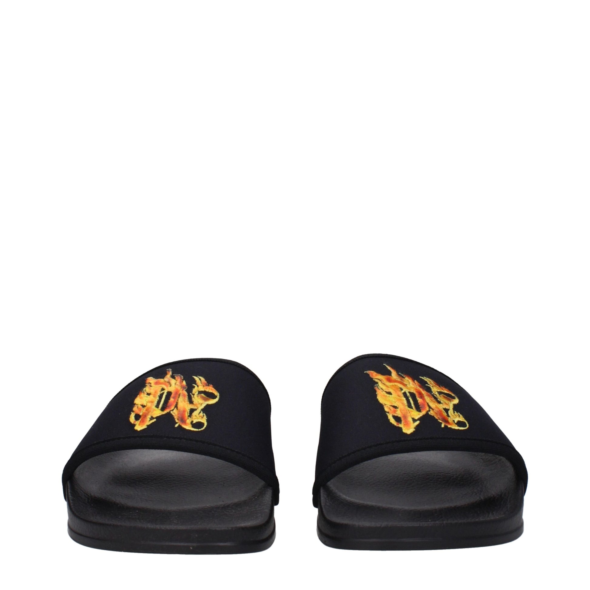 Palm Angels Black Fabric Slippers Palm Angels