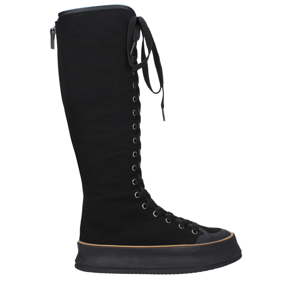 Max Mara Black Fabric Lace-Up Boots Max Mara