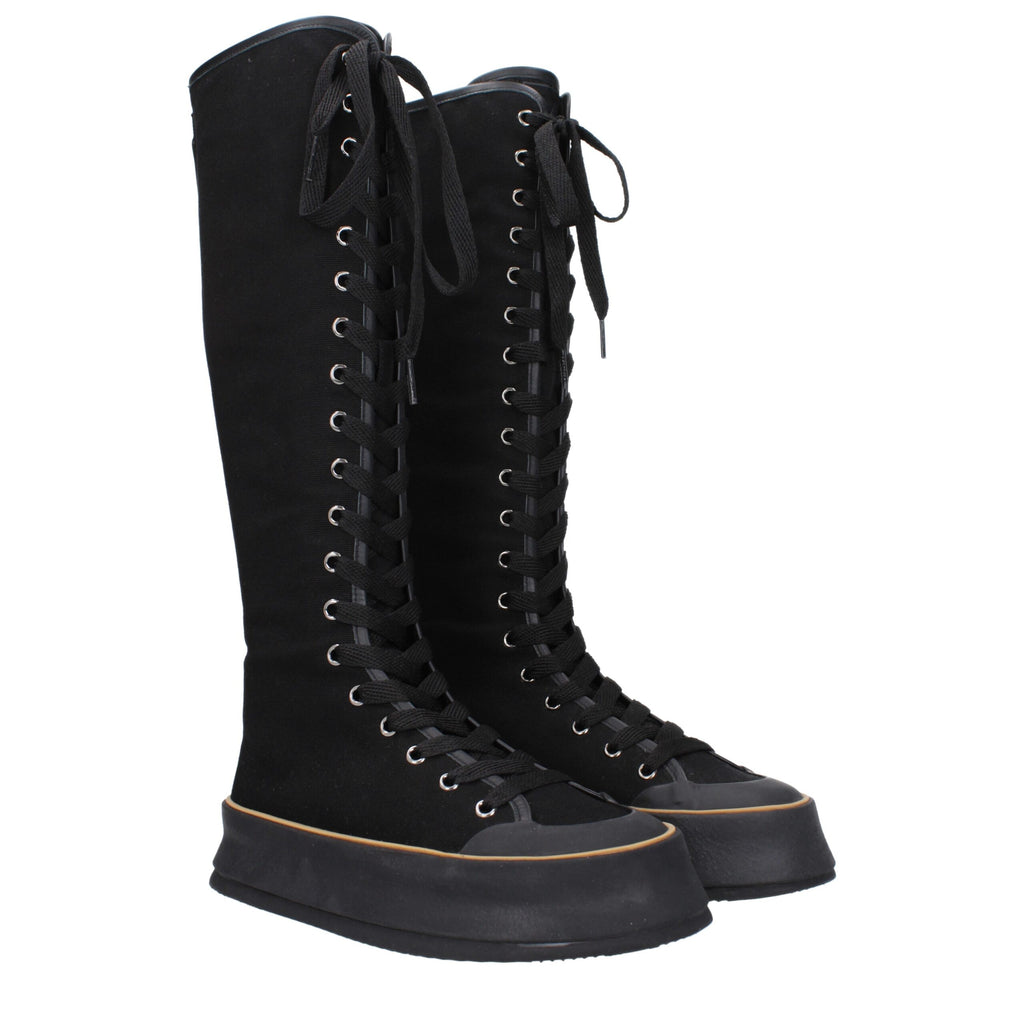 Max Mara Black Fabric Lace-Up Boots Max Mara