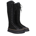 Max Mara Black Fabric Lace-Up Boots Max Mara