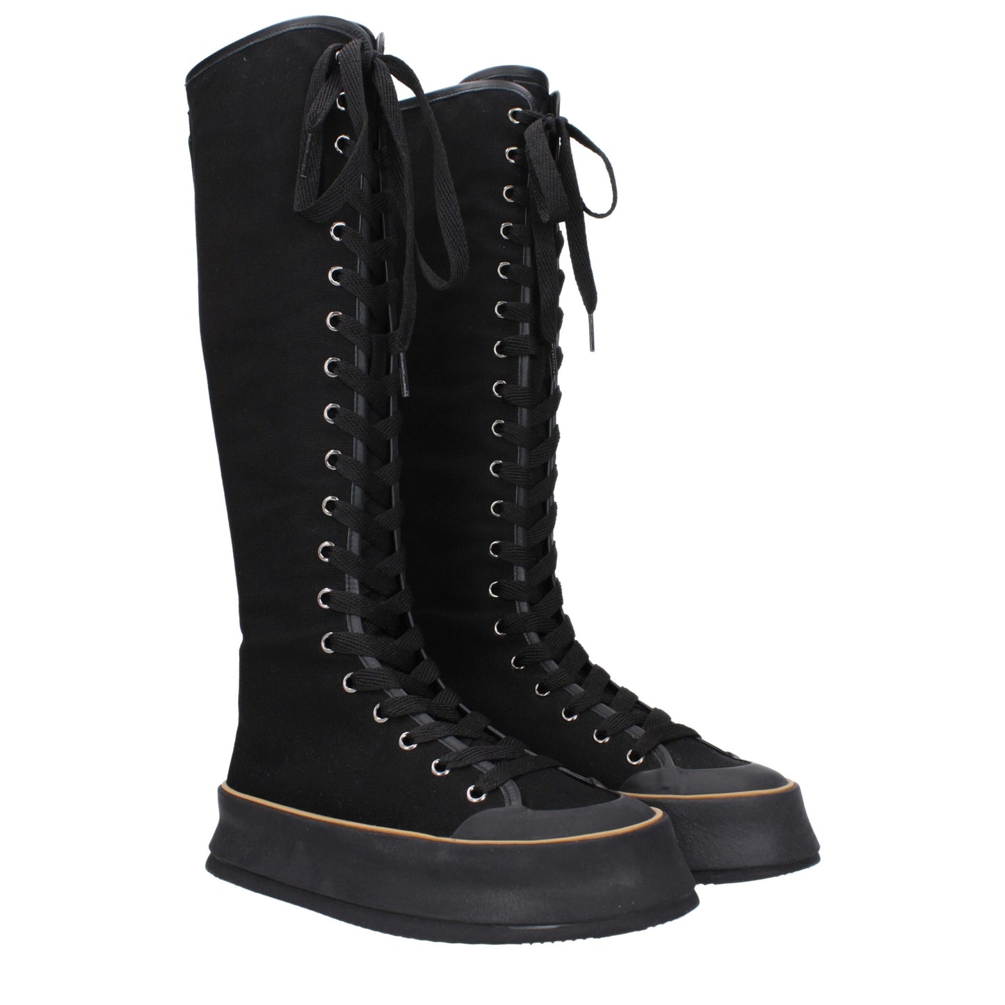 Max Mara Black Fabric Lace-Up Boots Max Mara