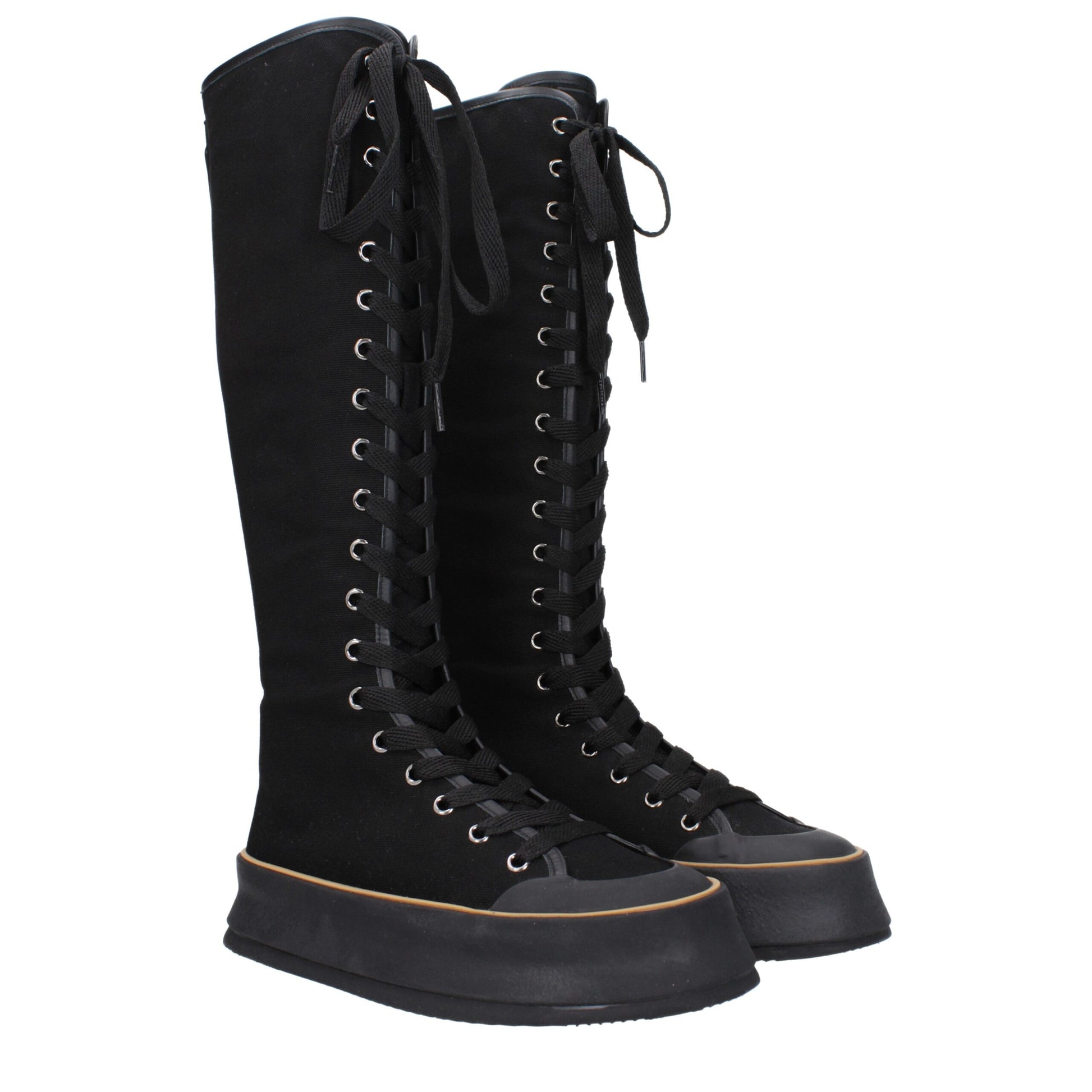 Max Mara Black Fabric Lace-Up Boots Max Mara