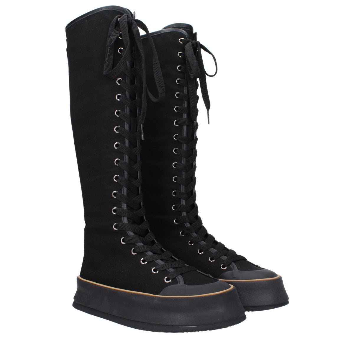 Max Mara Black Fabric Lace-Up Boots Max Mara