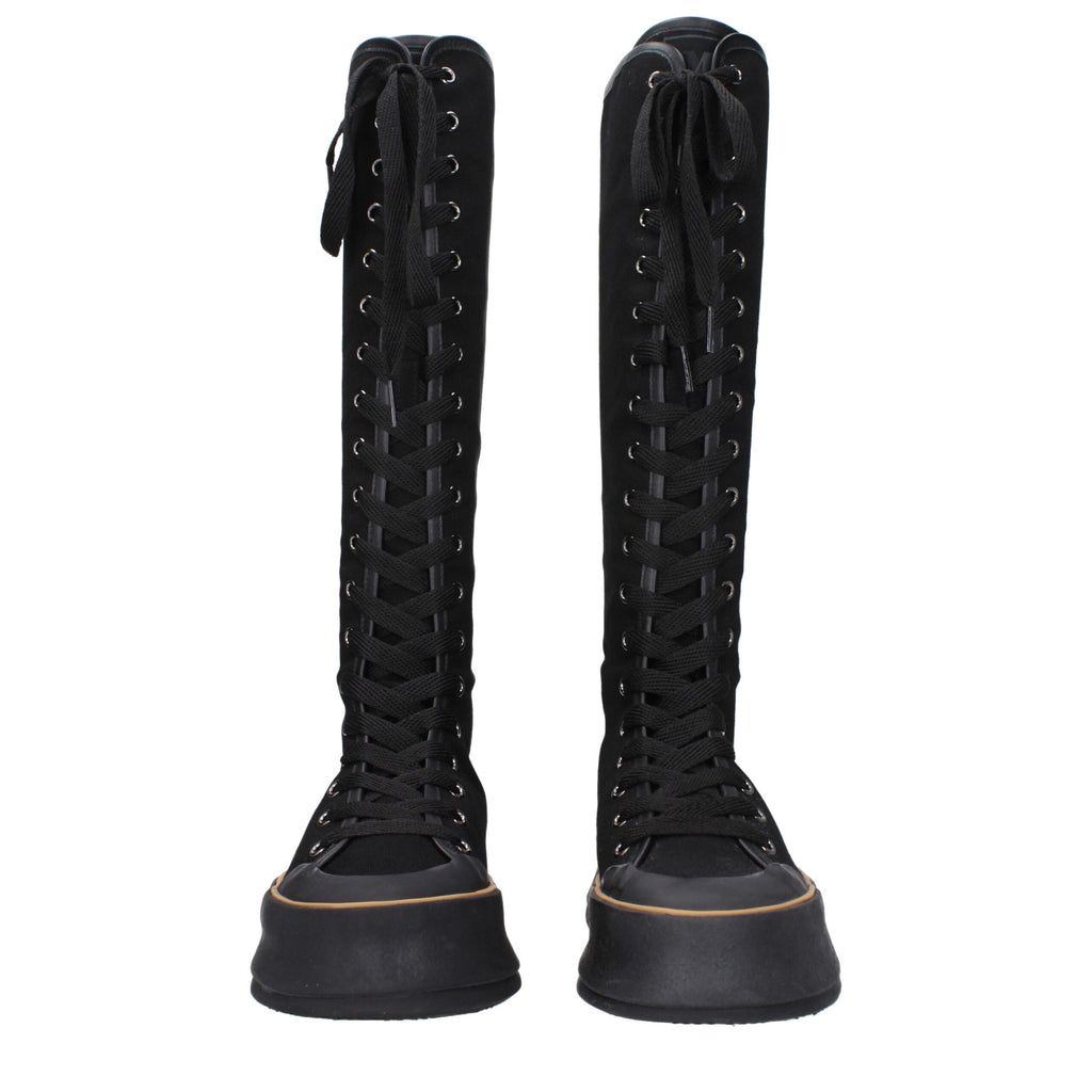Max Mara Black Fabric Lace-Up Boots Max Mara