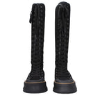 Max Mara Black Fabric Lace-Up Boots Max Mara