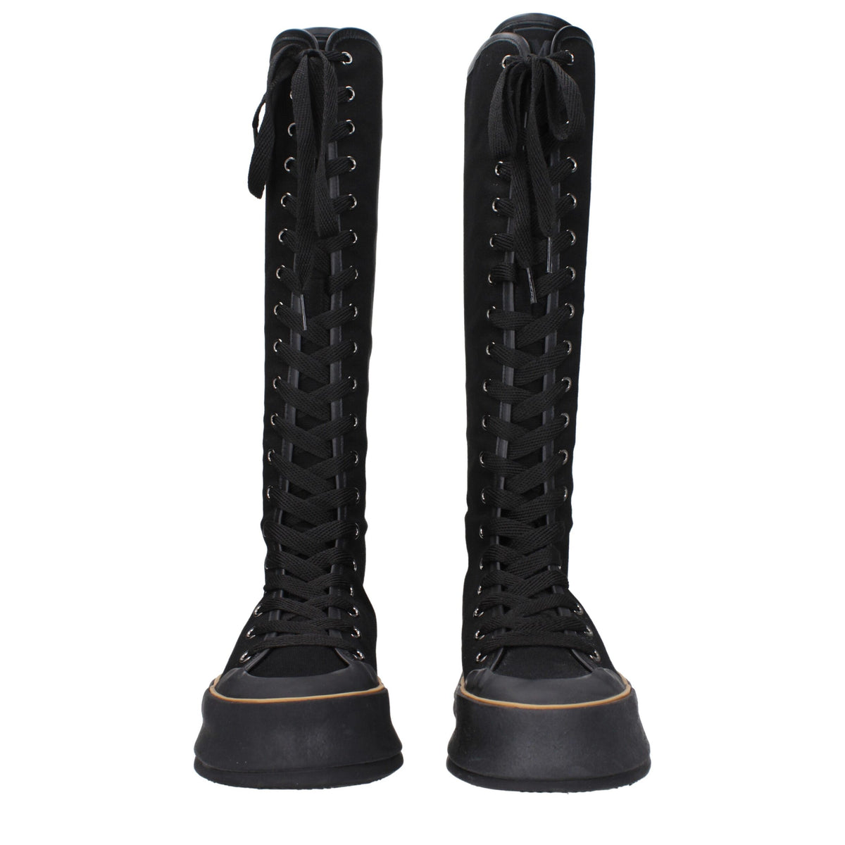 Max Mara Black Fabric Lace-Up Boots Max Mara