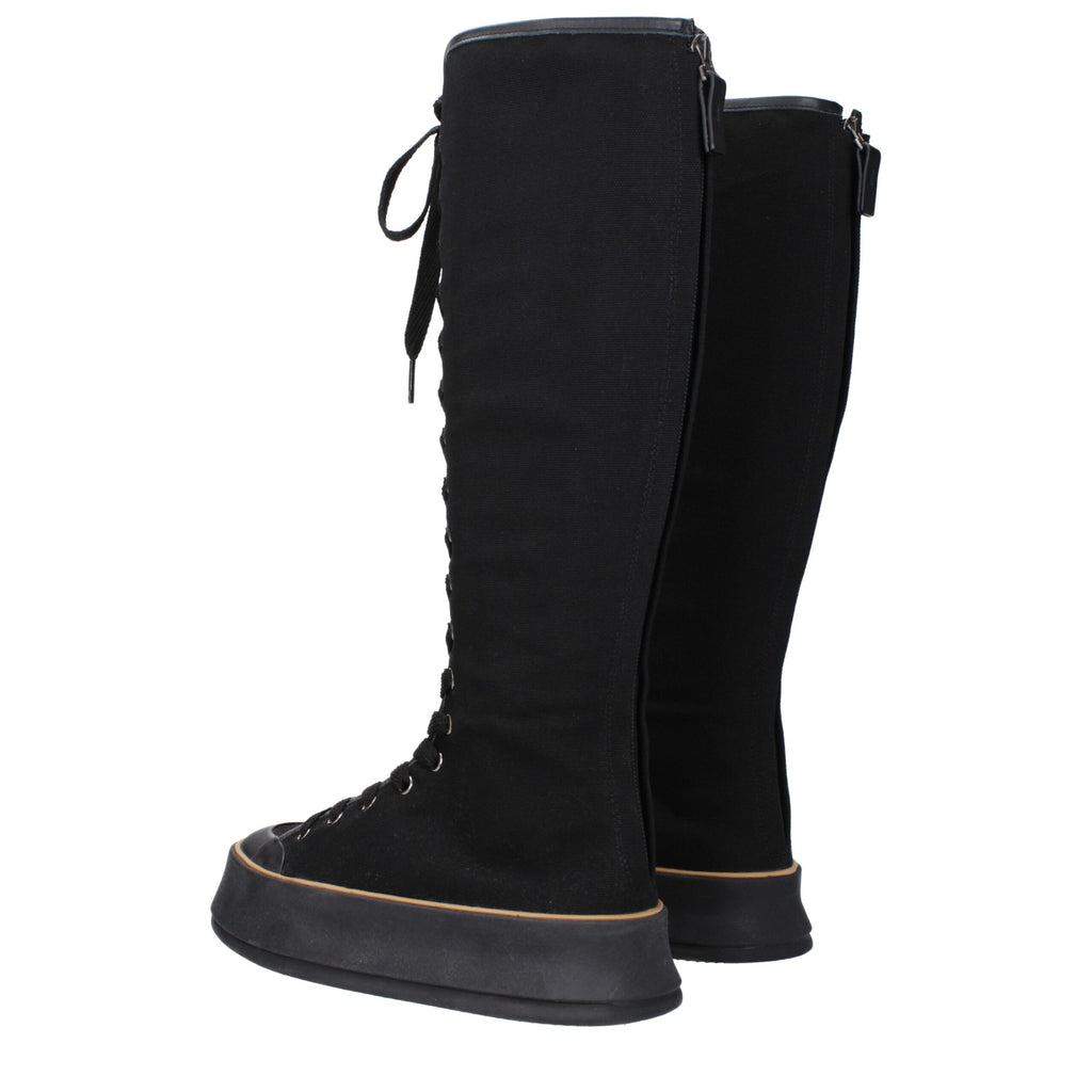 Max Mara Black Fabric Lace-Up Boots Max Mara