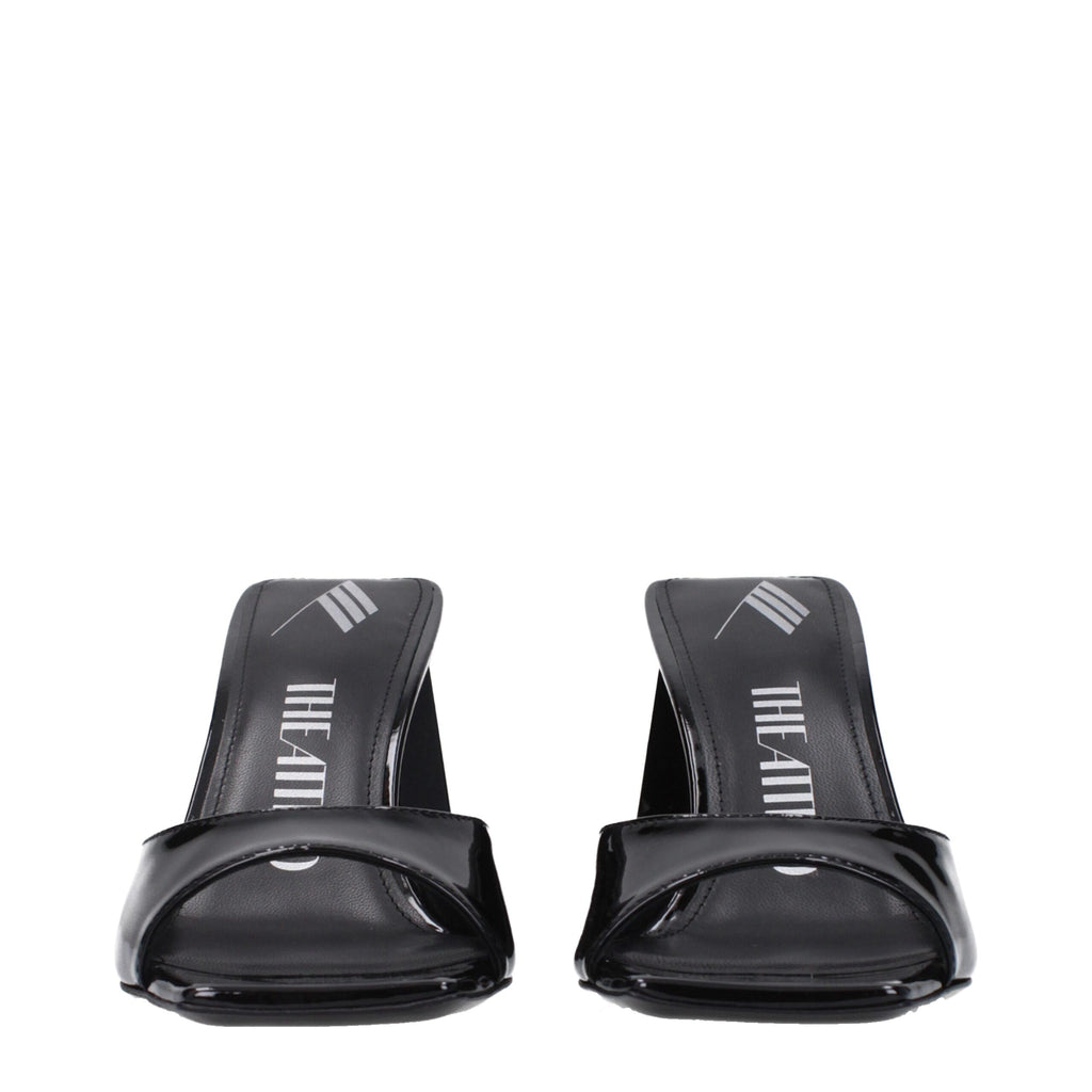 The Attico Black Leather Stiletto Heel Sandals The Attico