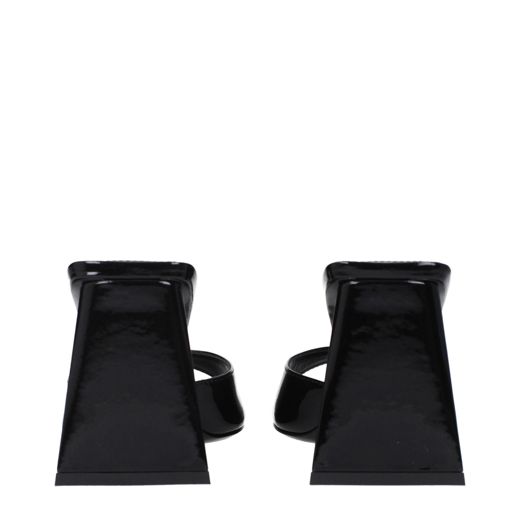 The Attico Black Leather Stiletto Heel Sandals The Attico