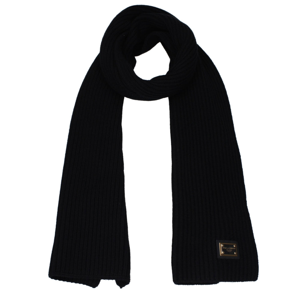 Black cashmere scarf from Dolce & Gabbana featuring a soft, luxurious fabric and classic design, displayed flat in the image.