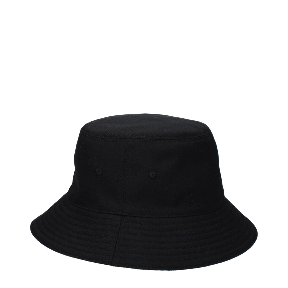 Burberry black fabric bucket hat with wide brim and classic logo, stylish accessory for casual and outdoor wear.