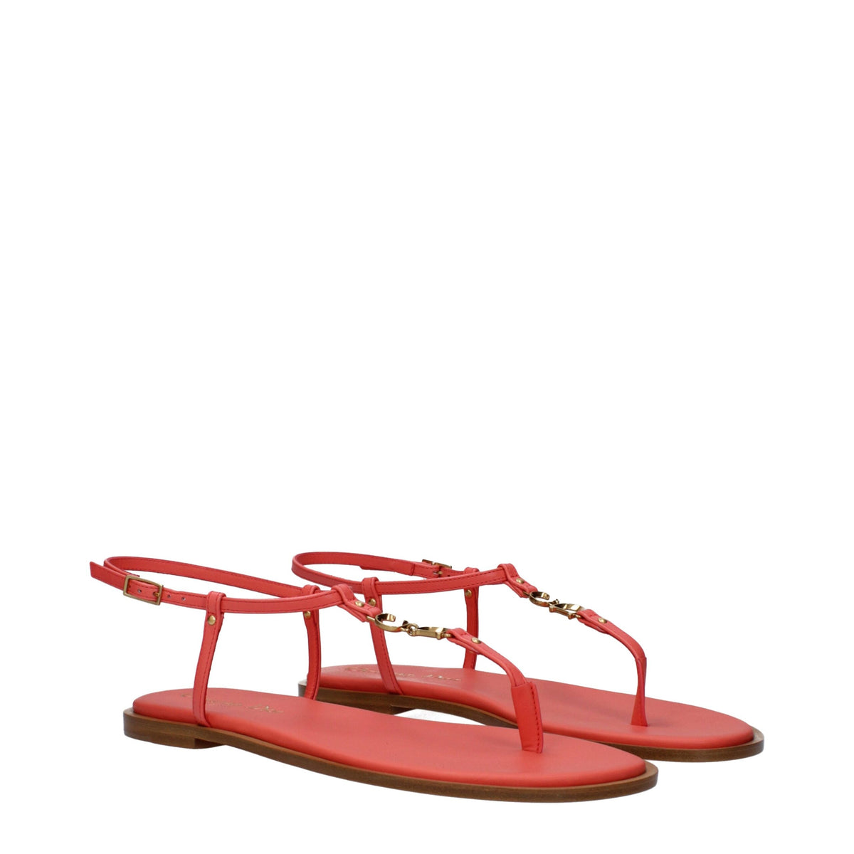 Christian Dior pink leather flip-flop sandals with thong straps and flat soles, stylish and comfortable summer footwear.