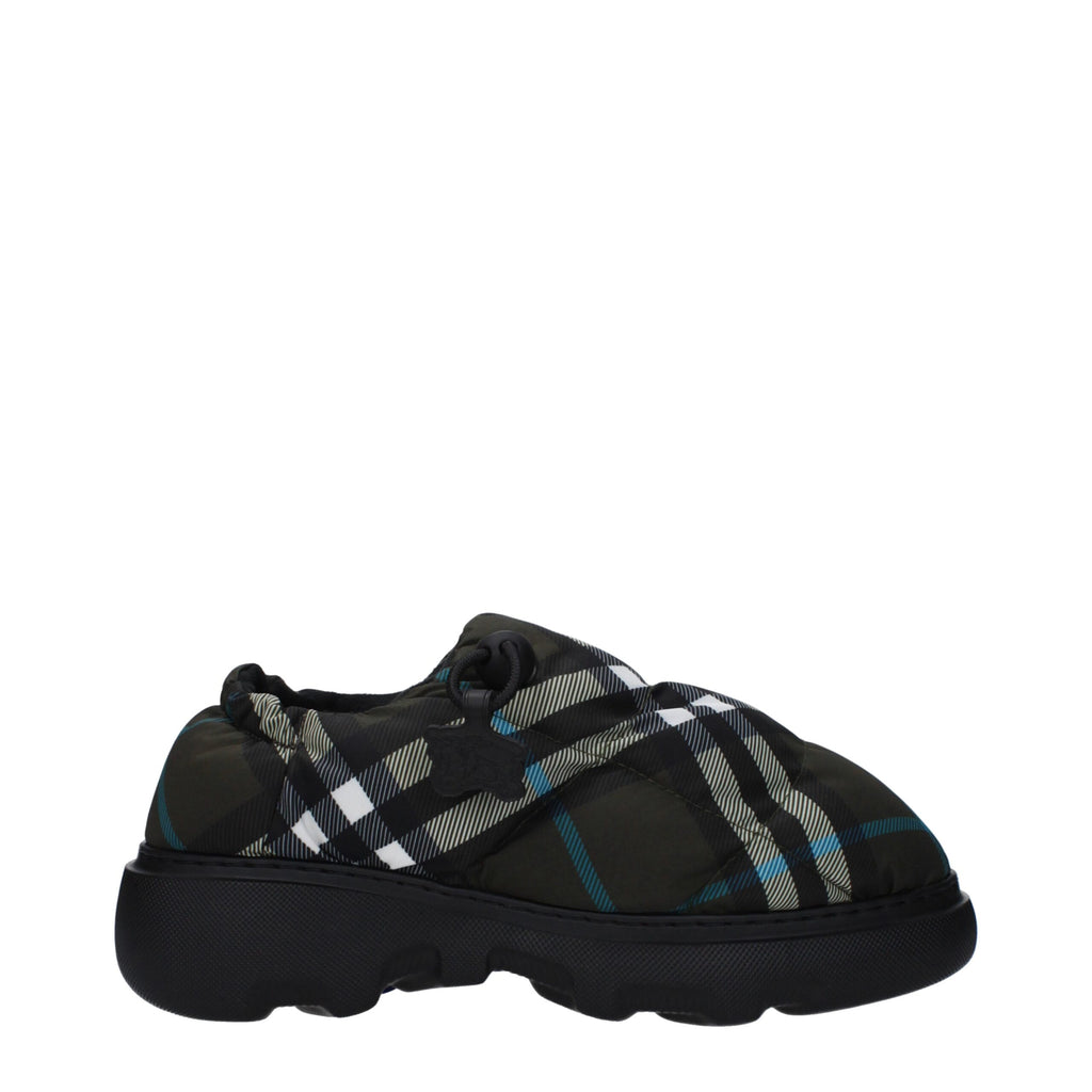 Burberry Green Fabric Slip-On Loafers Burberry