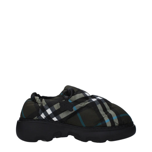 Burberry Green Fabric Slip-On Loafers Burberry