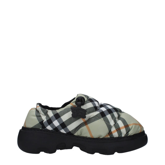 Burberry Green Fabric Slip-On Loafers Burberry