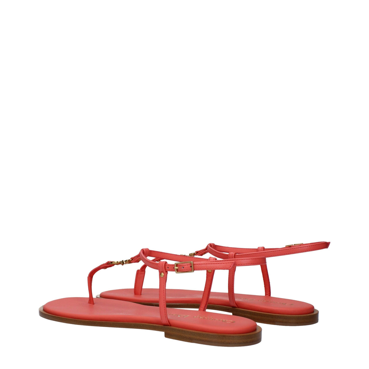 Christian Dior pink leather flip-flop sandals with thong design and flat sole, perfect for casual summer wear.