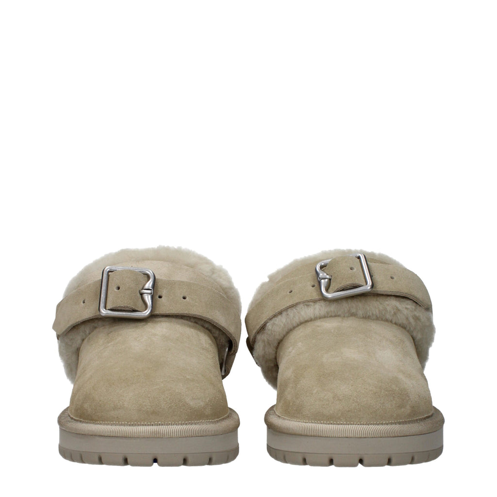 Burberry Green Leather Slippers Burberry