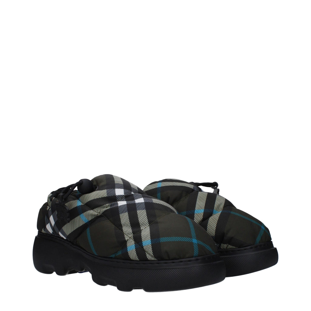 Burberry Green Fabric Slip-On Loafers Burberry