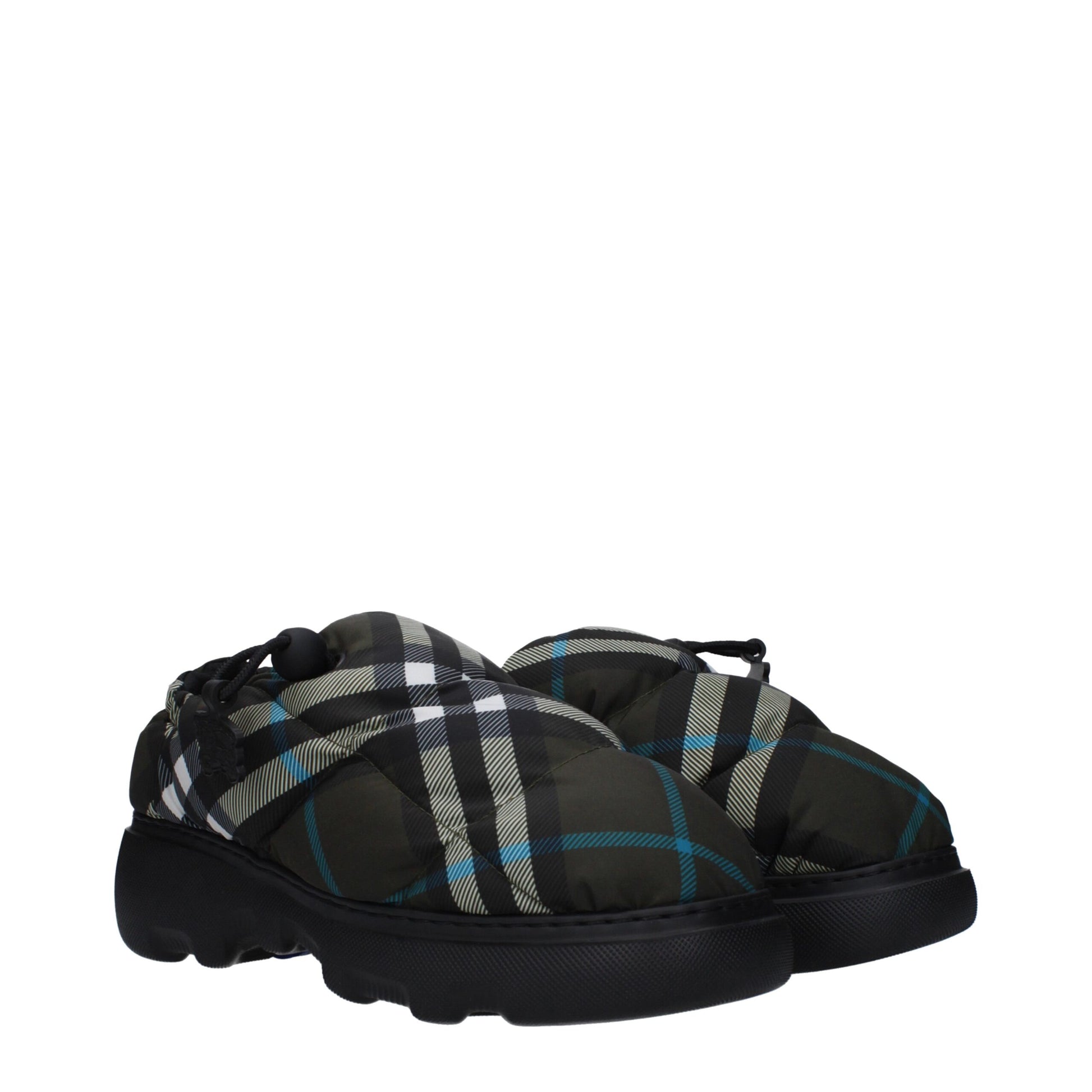 Burberry Green Fabric Slip-On Loafers Burberry