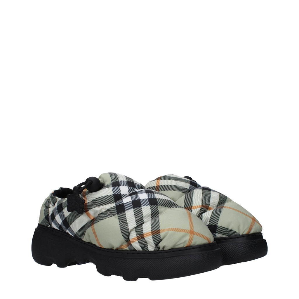 Burberry Green Fabric Slip-On Loafers Burberry