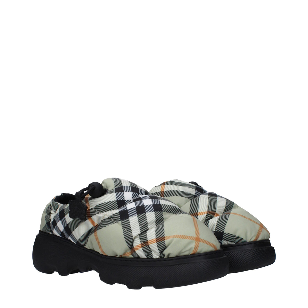 Burberry Green Fabric Slip-On Loafers Burberry