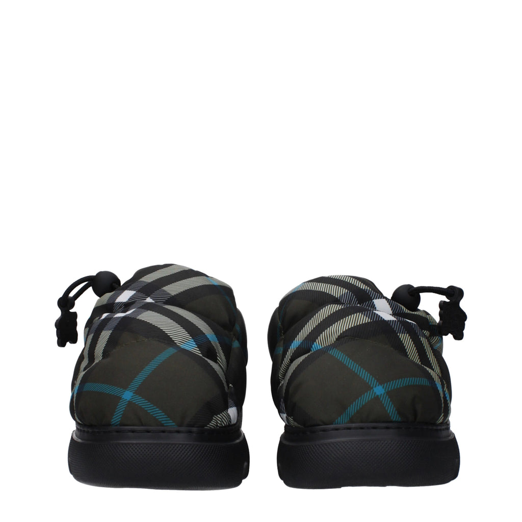 Burberry Green Fabric Slip-On Loafers Burberry