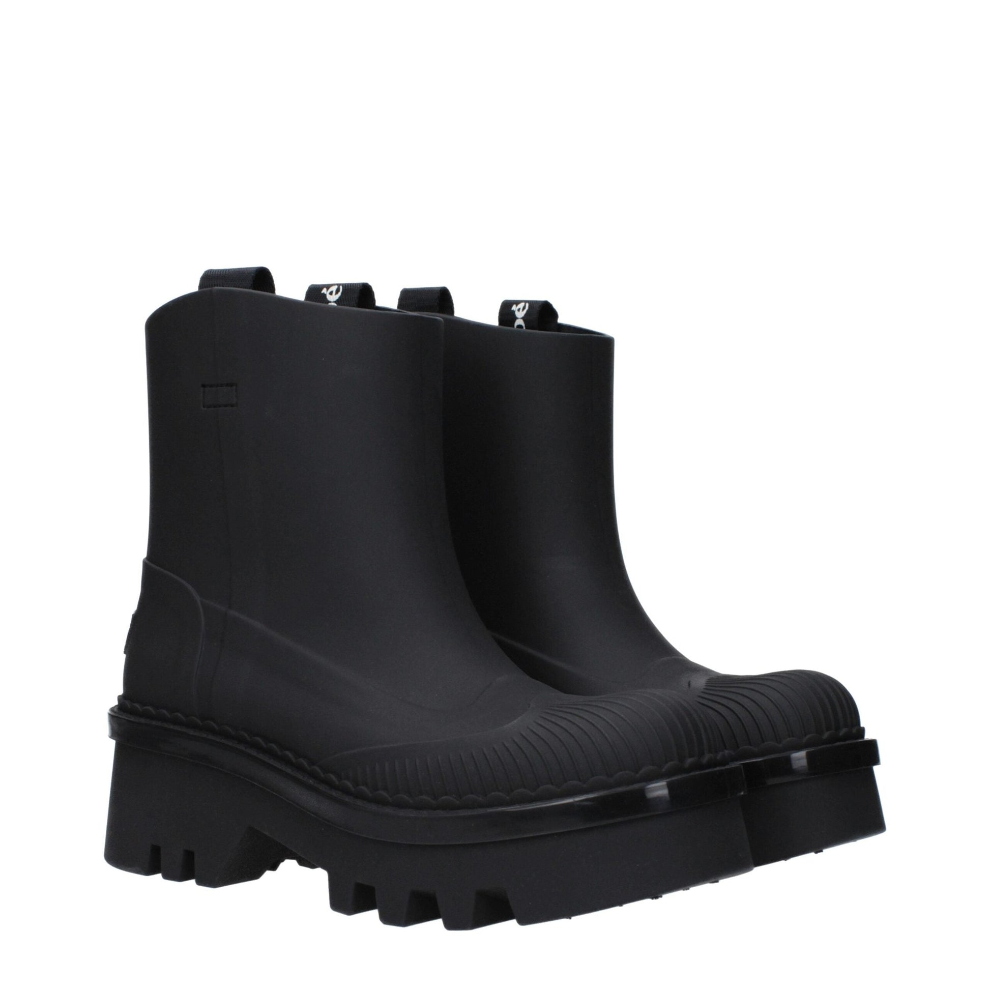 Chloé Black Cotton Ankle Boots Chloé