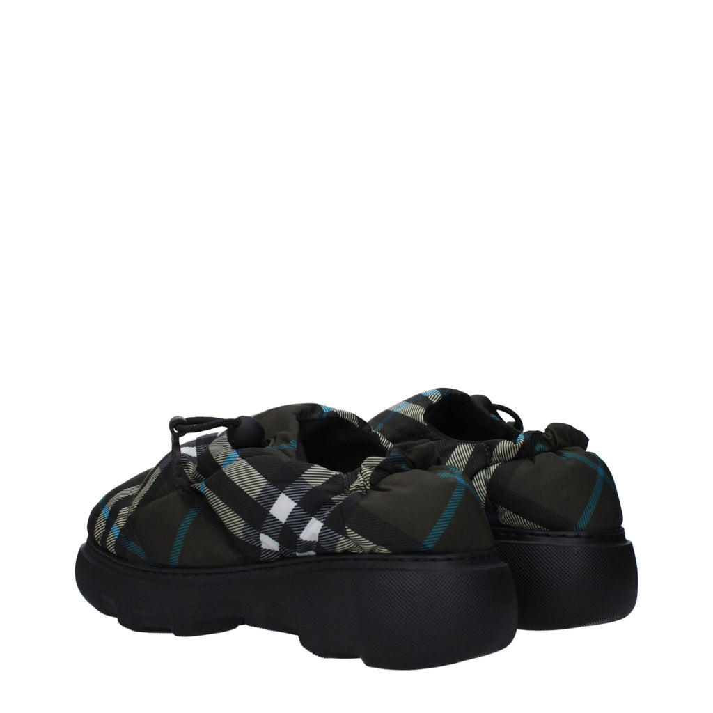 Burberry Green Fabric Slip-On Loafers Burberry