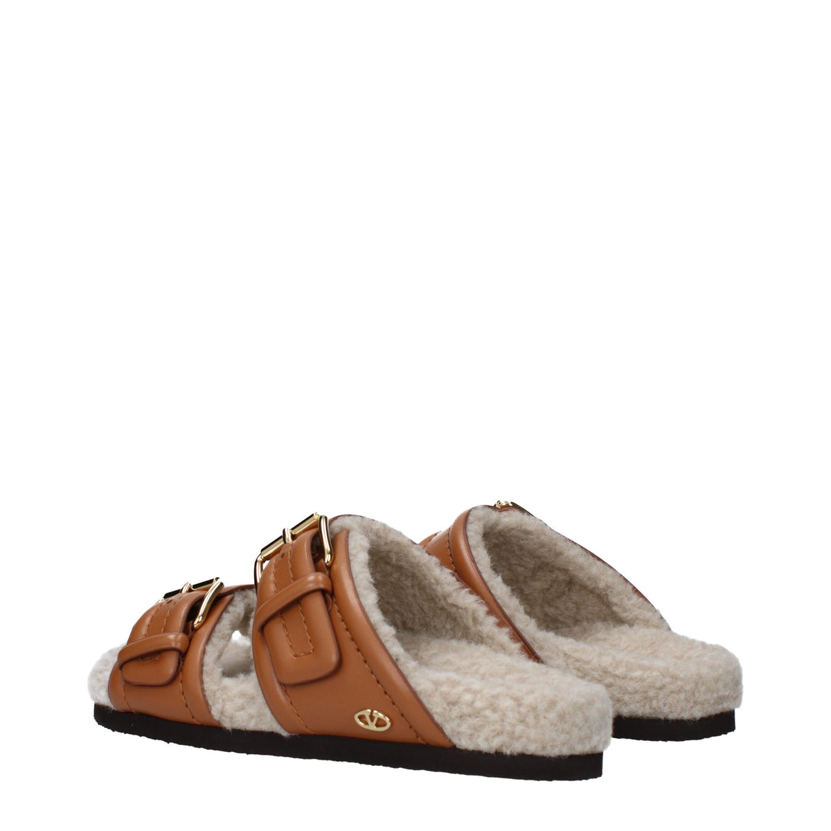 Valentino Garavani Brown Leather Slippers Valentino Garavani