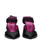 The Attico Black Leather Stiletto Heel Sandals The Attico