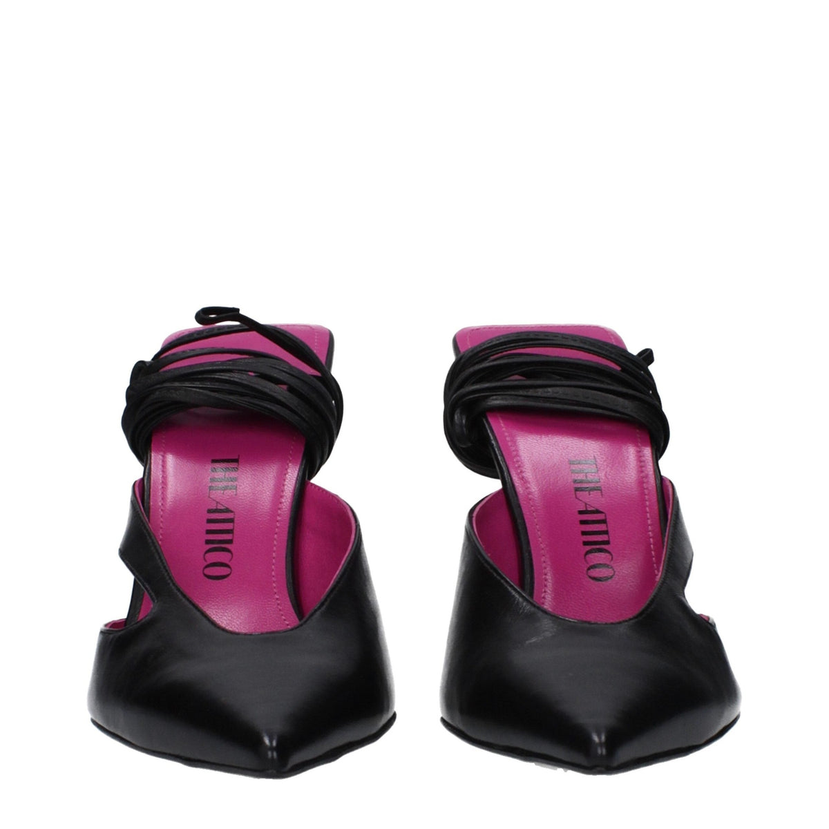 The Attico Black Leather Stiletto Heel Sandals The Attico